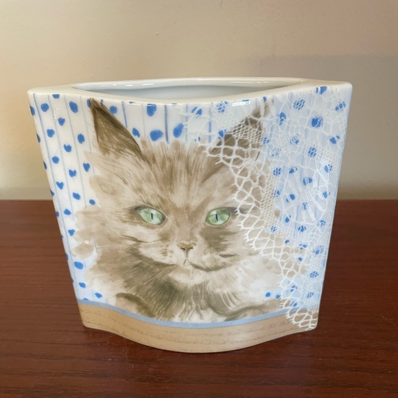 Minou-ettes By C. Pradalie Green Eyed Cat Vase 6” Tall - Picture 1 of 4